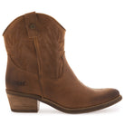 straight on view of the texan ankle boot showing pointed toe and stitching