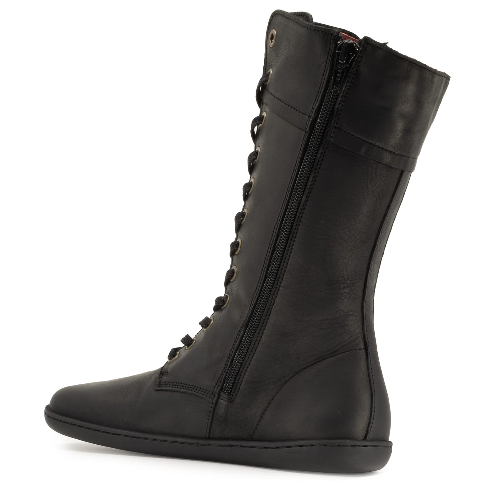 beech 12 barefoot boots in black inside angle showing full inside zip