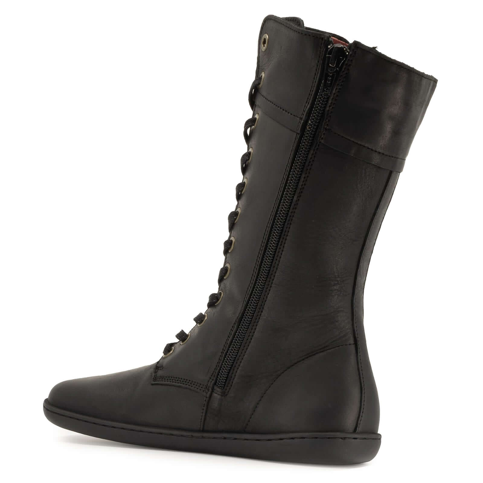 beech 12 barefoot boots in black inside angle showing full inside zip