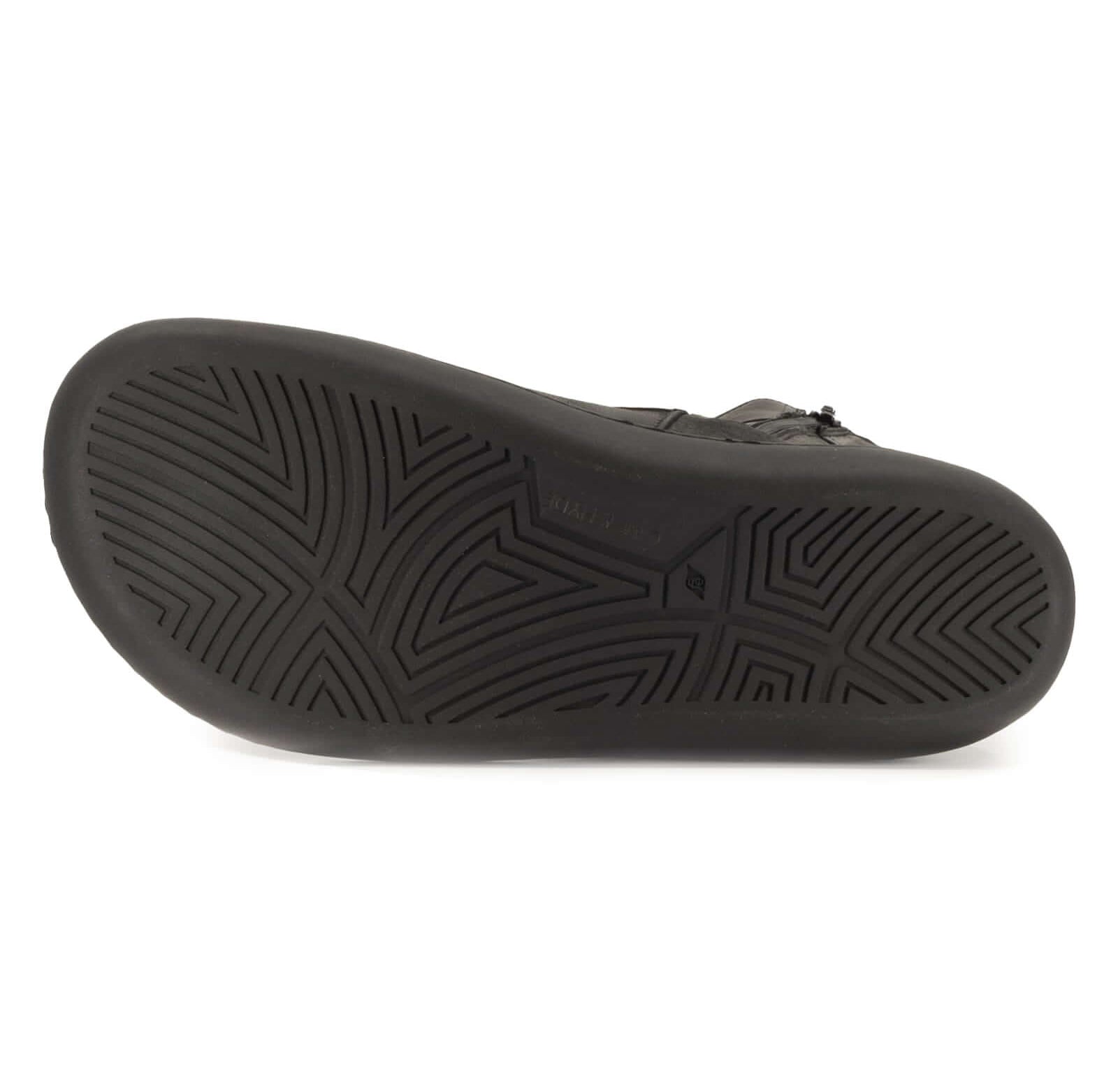 black barefoot outsole showing tread pattern on white background