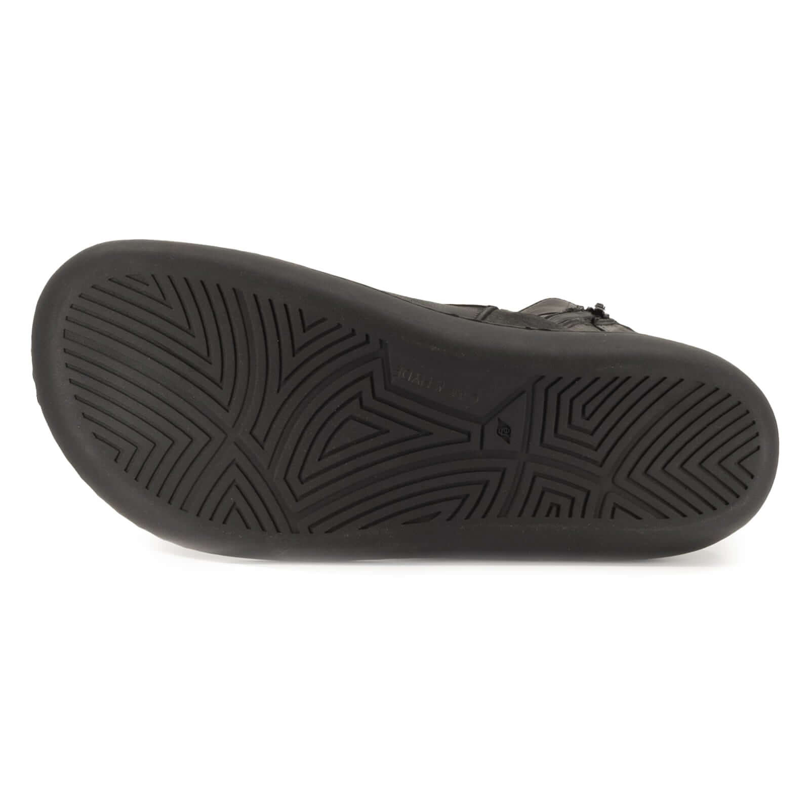black barefoot outsole showing tread pattern on white background