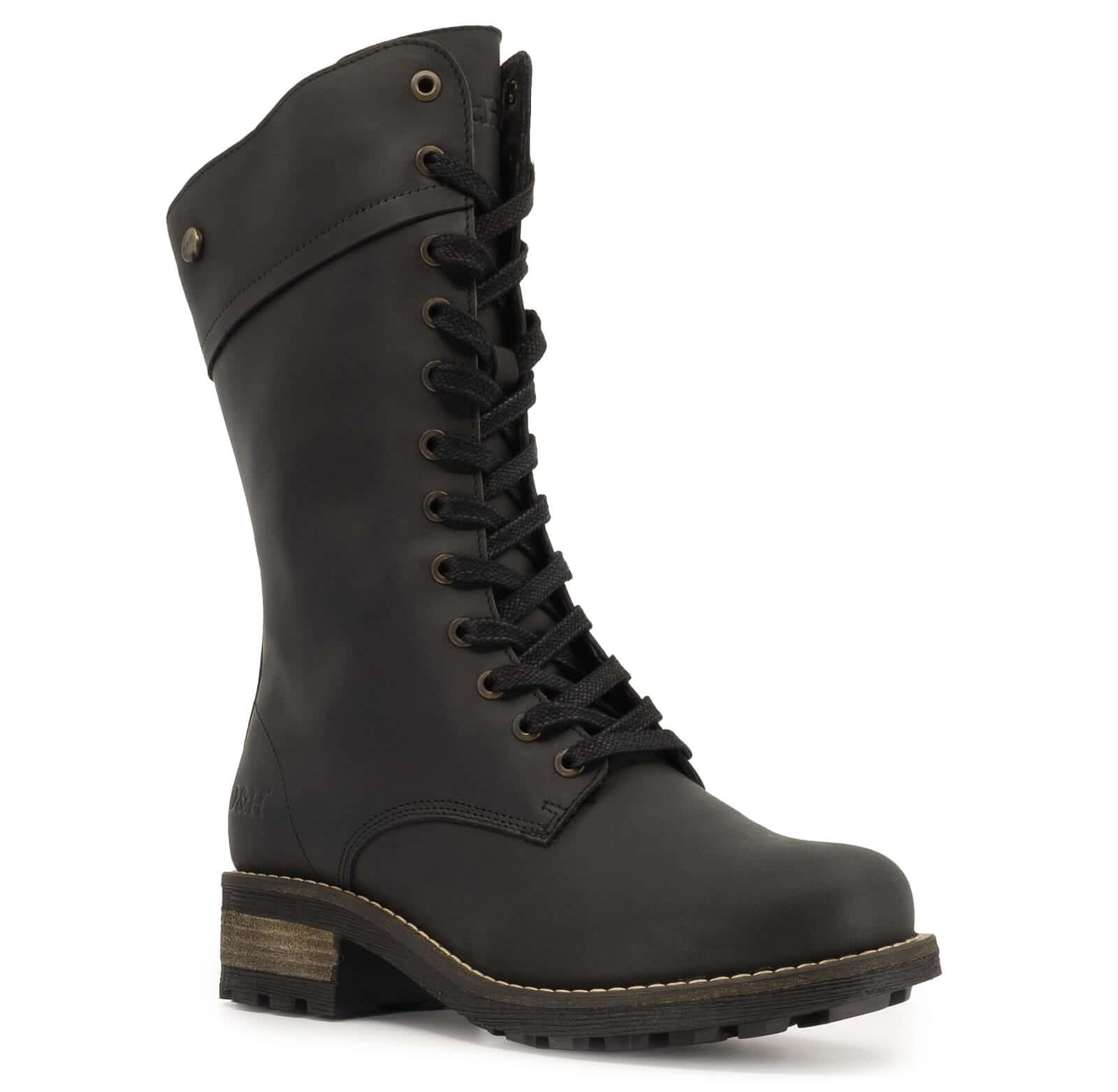 black Bridge 12 military boots shown from a front angled perspective
