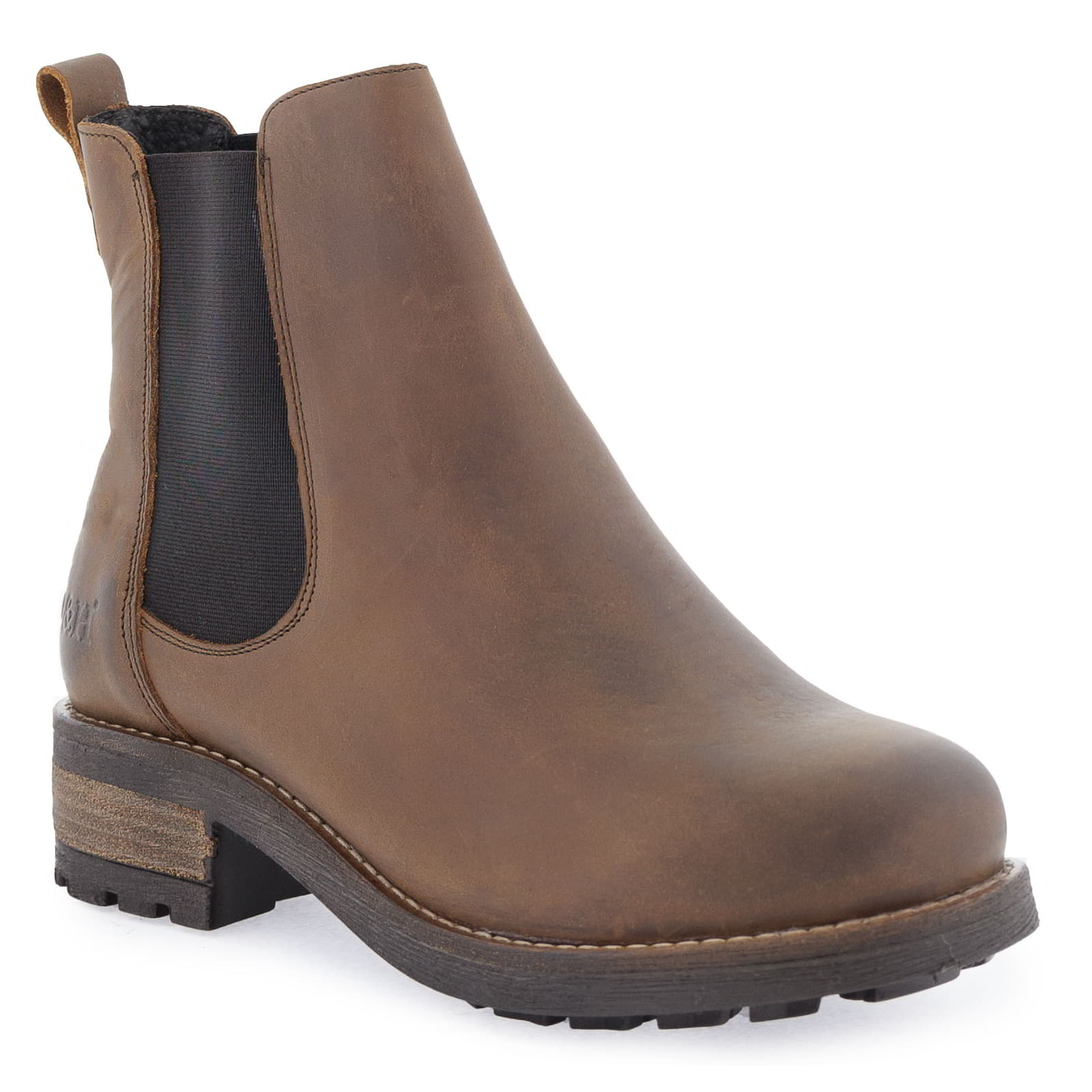 Front angled view of dark brown Bridge Chelsea 2 boots showing smooth leather upper