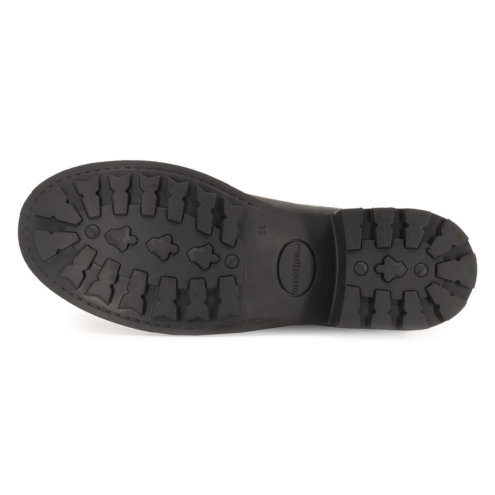 Outsole of black Bridge Chelsea 2 boots showing textured tread pattern