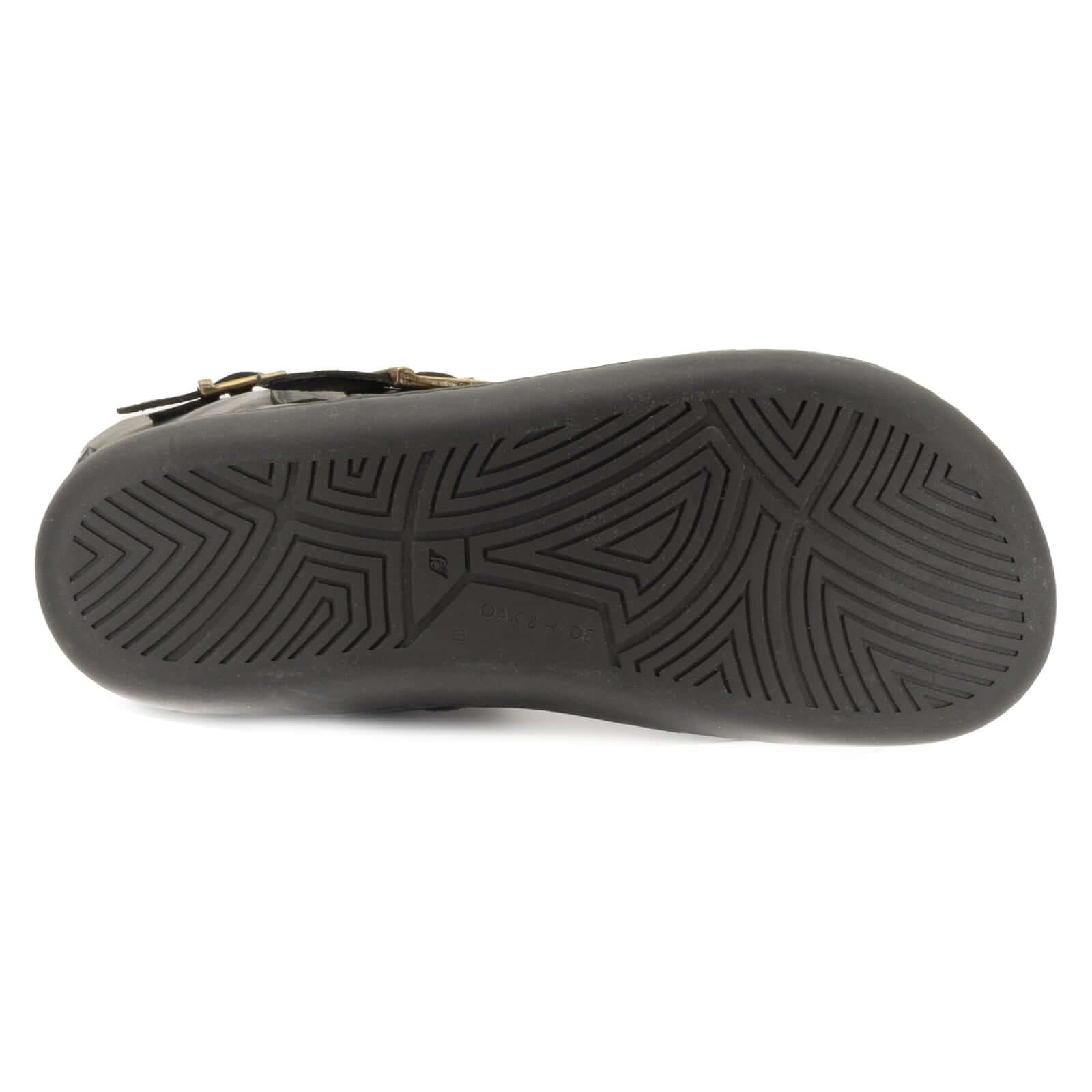 zero drop outsole of black cedar barefoot boots showing tread pattern