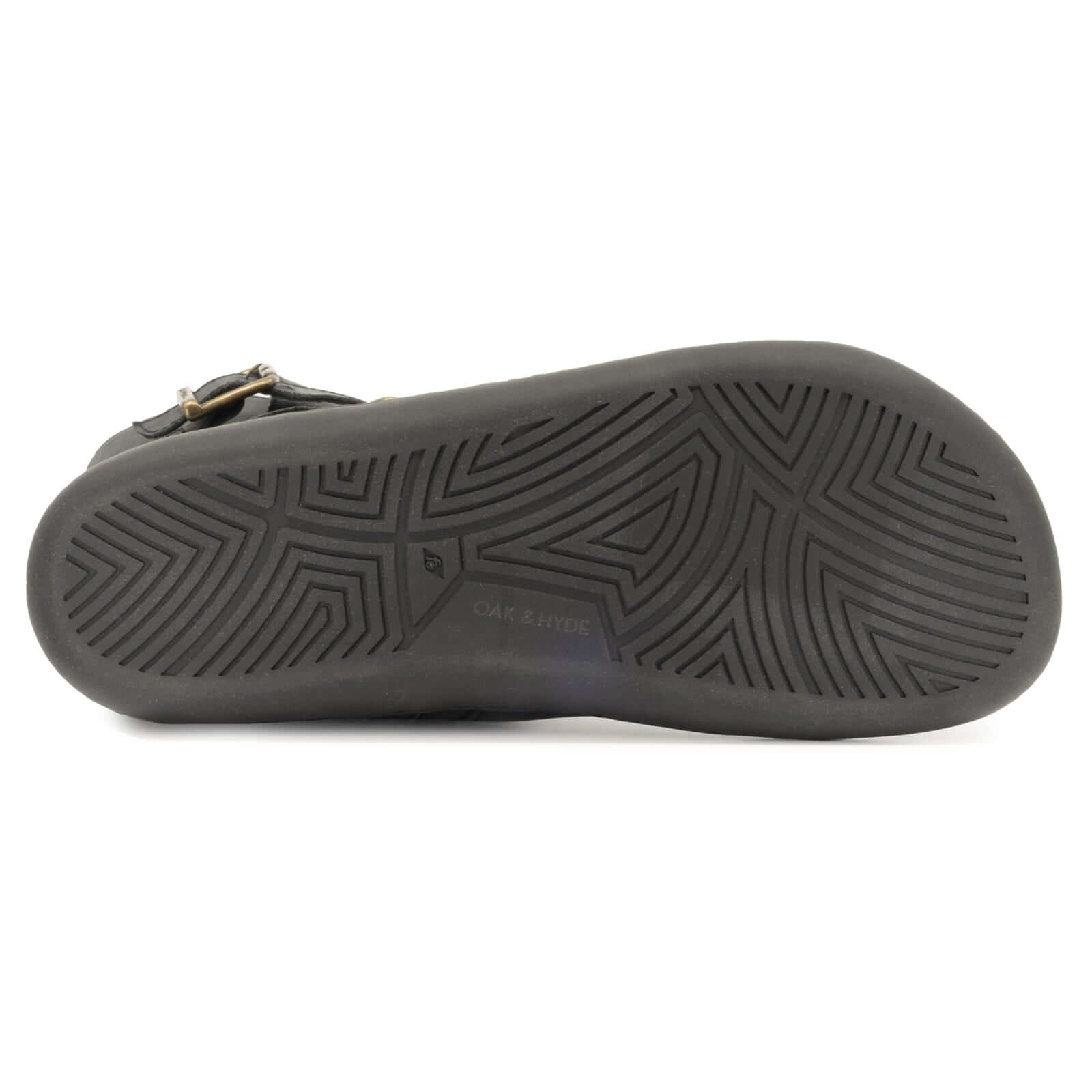 zero drop outsole of black cedar demi barefoot boots showing tread pattern