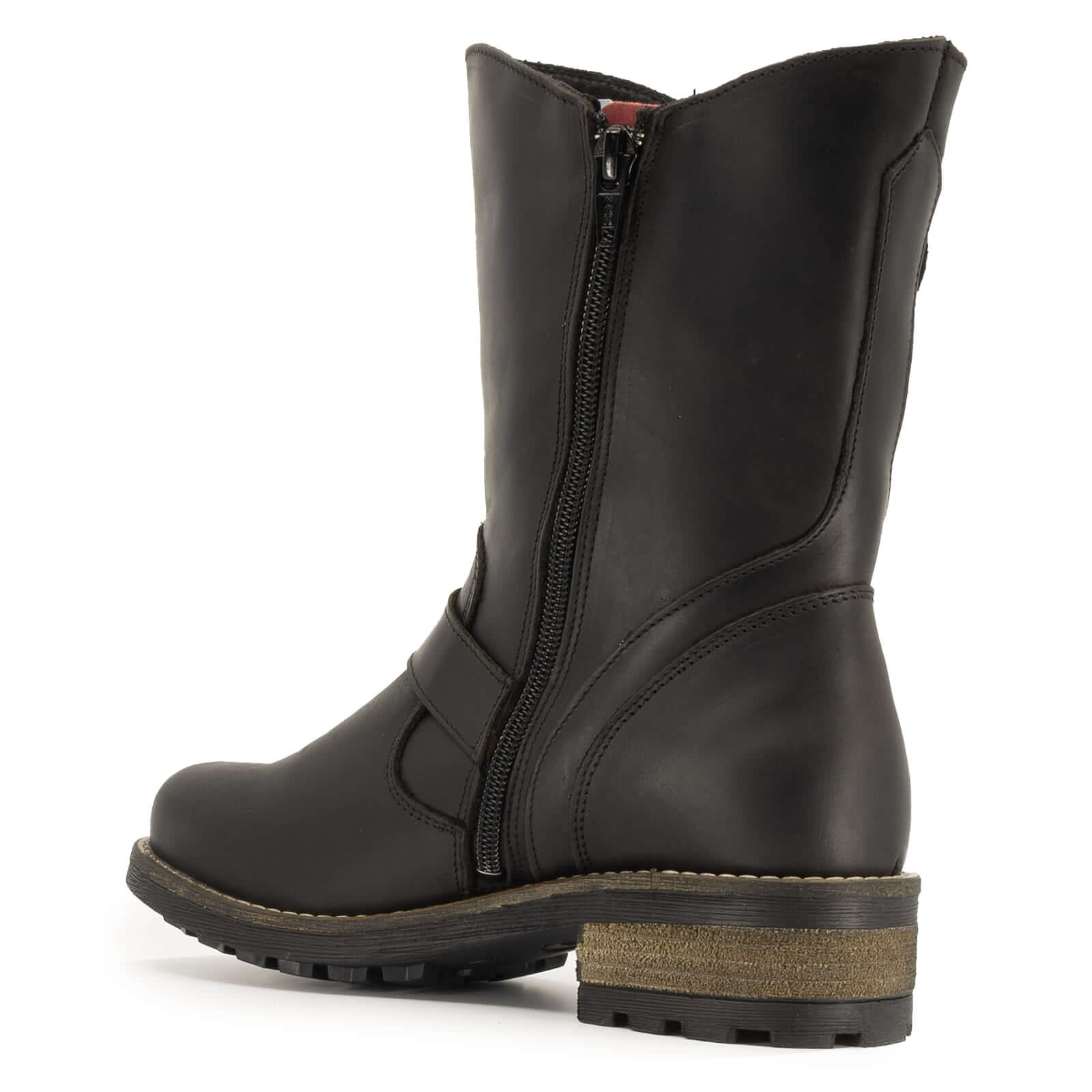 inside view of the credt demi 2 in black showing zip and heel detailing