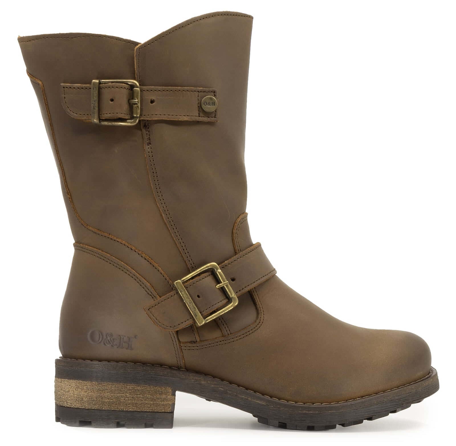 Inner side view of dark brown Crest Demi 2 ankle boots showing zip fastening