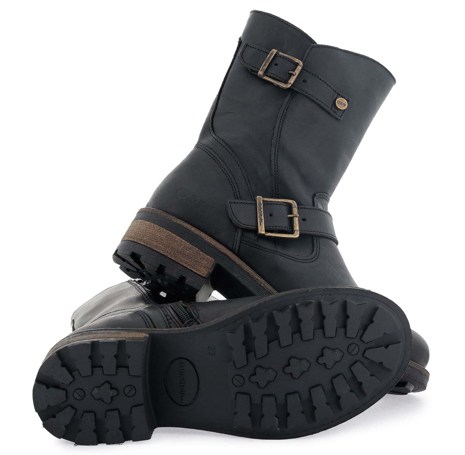 Outsole of black Crest Demi 2 ankle boots showing tread pattern