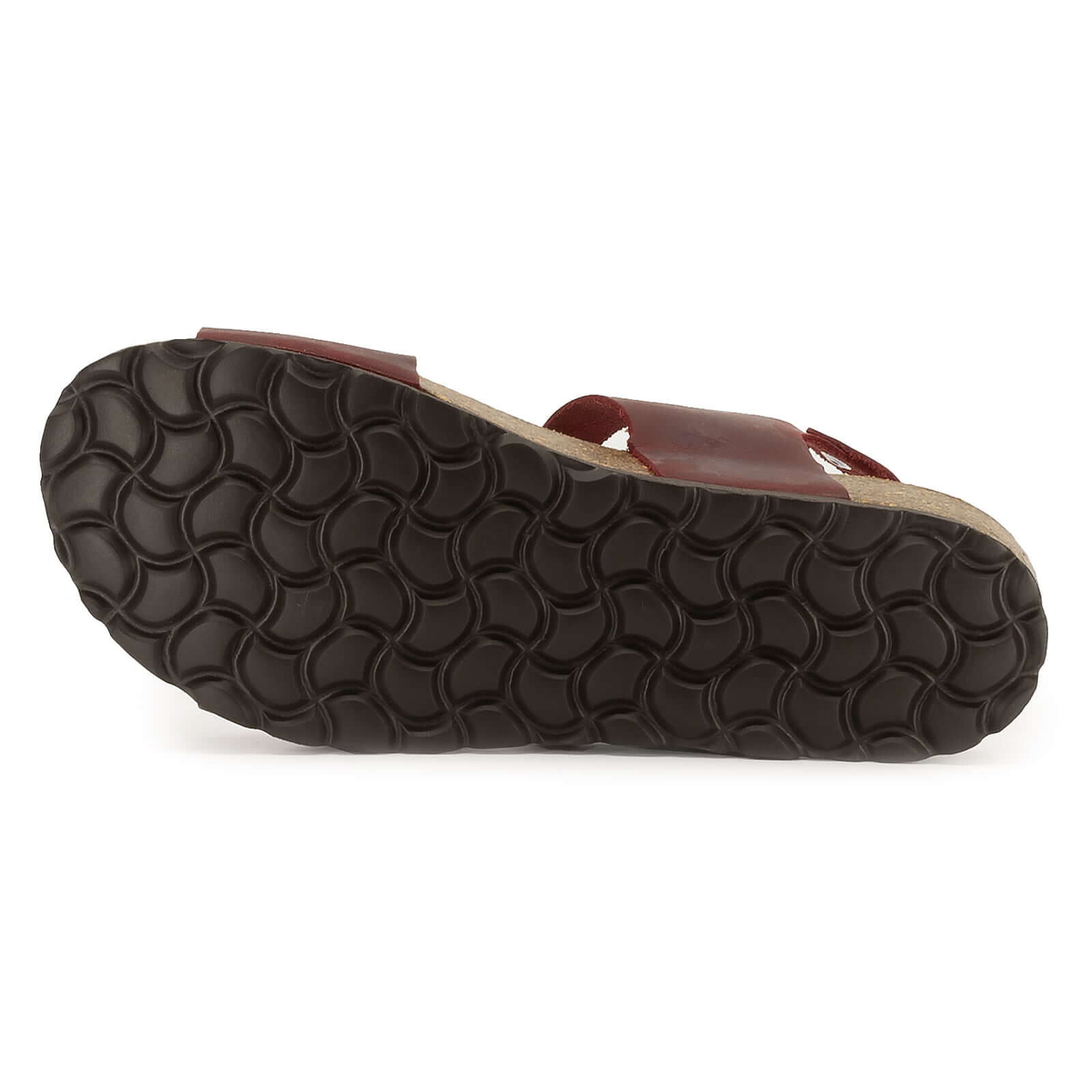 outsole of red oak & hyde daisy sandals showing textured tread pattern