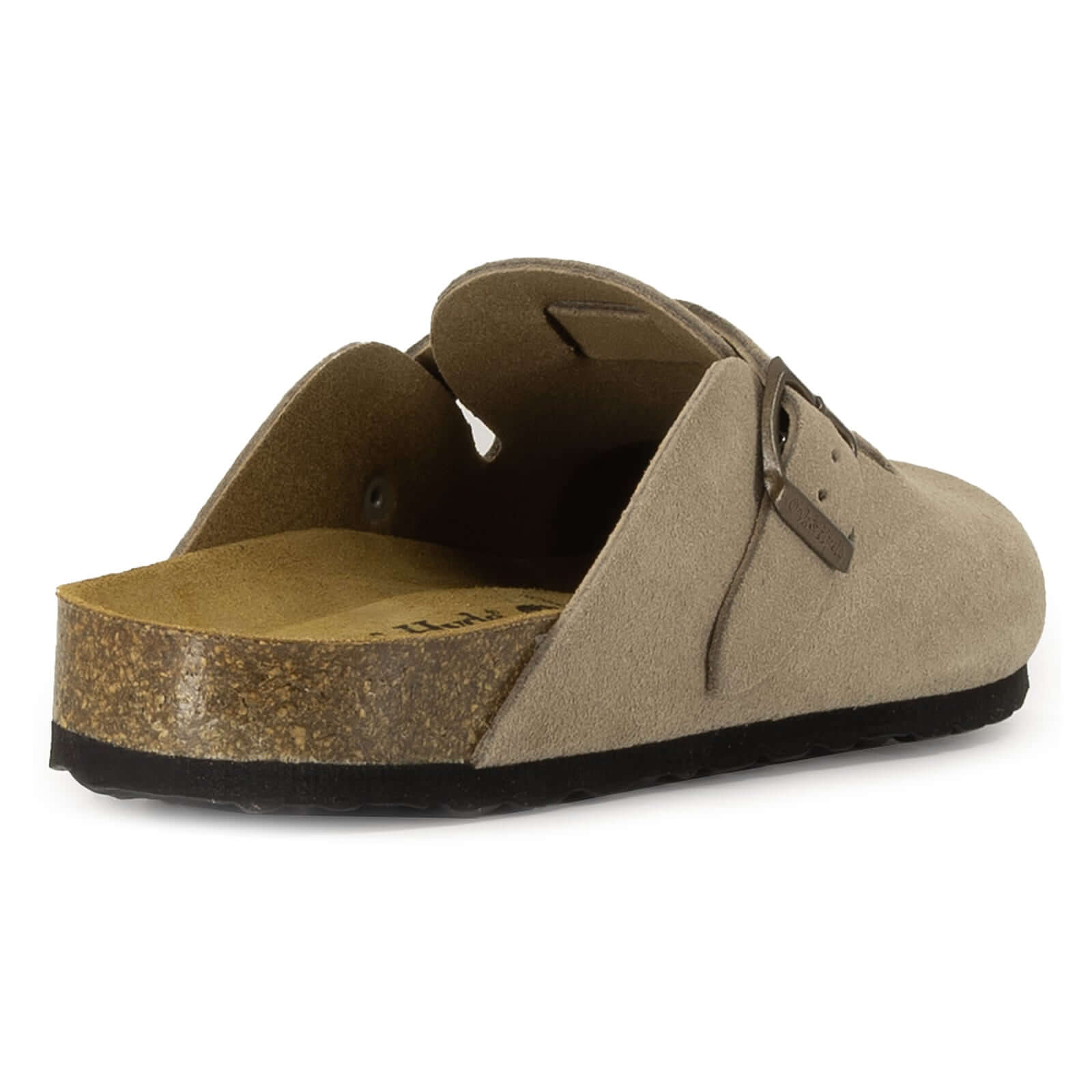 rear view of gibraltar 2 leather clogs in beige showing foot entry point and slip on design