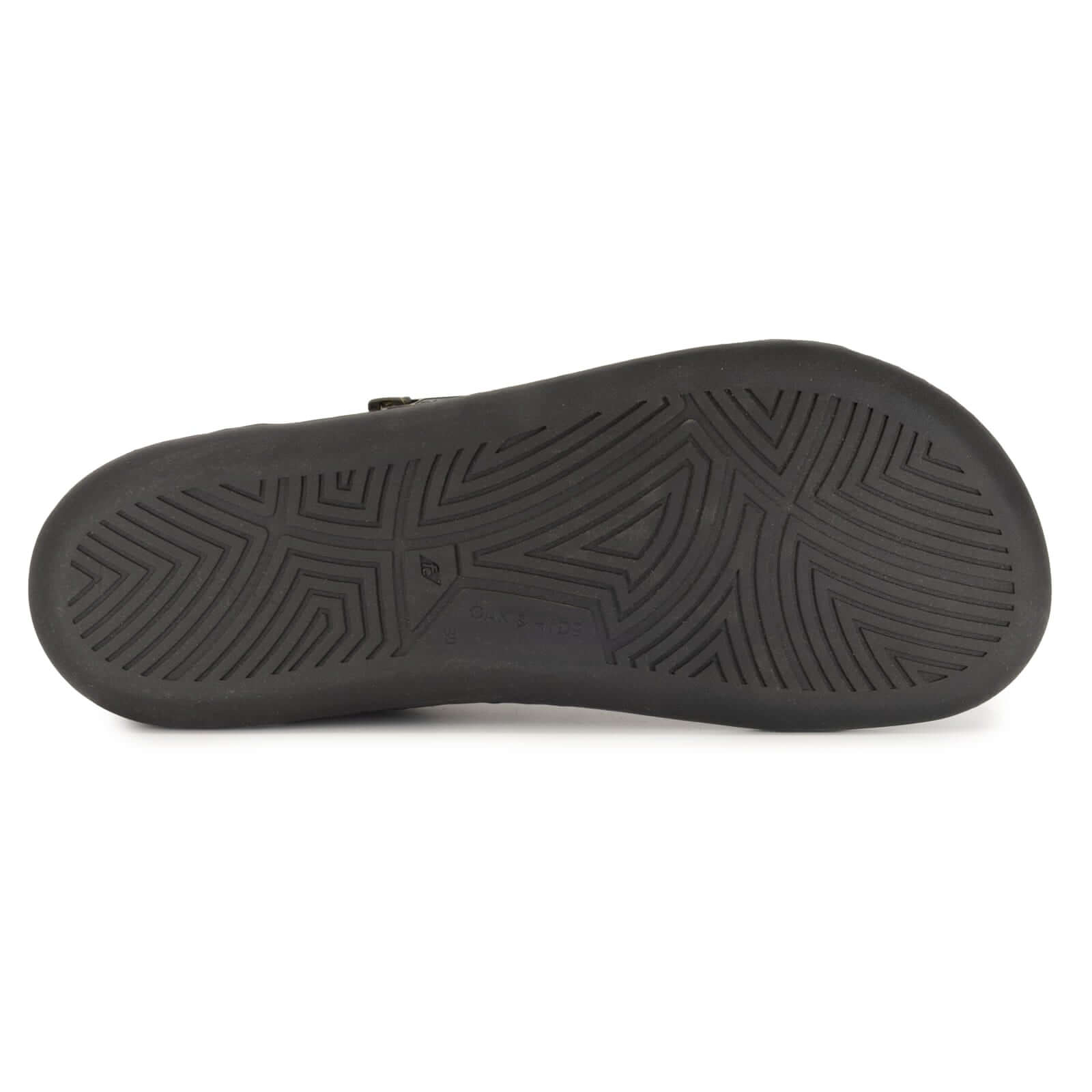 zero drop outsole of black barefoot trainers on white background