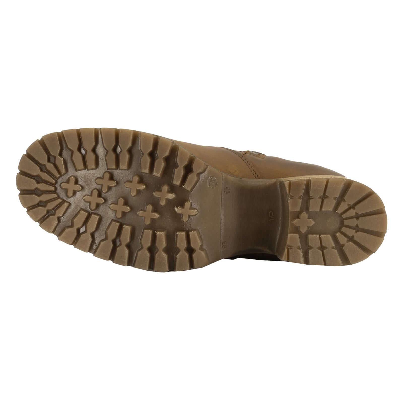 outsole of dark brown oak & hyde kensington zip boots showing deep grip tread pattern