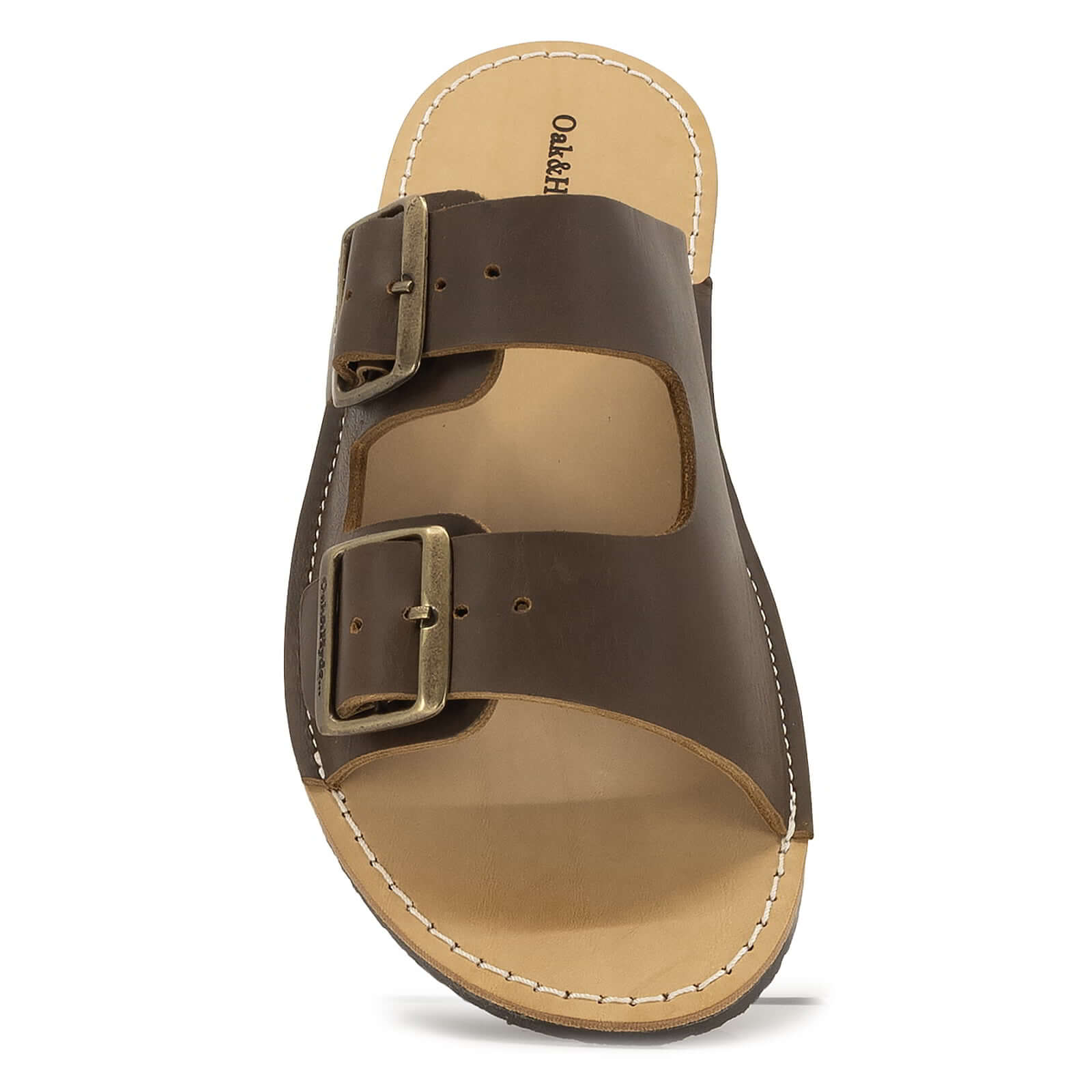 front top down view of mens acacia barefoot sandals showing toe shape