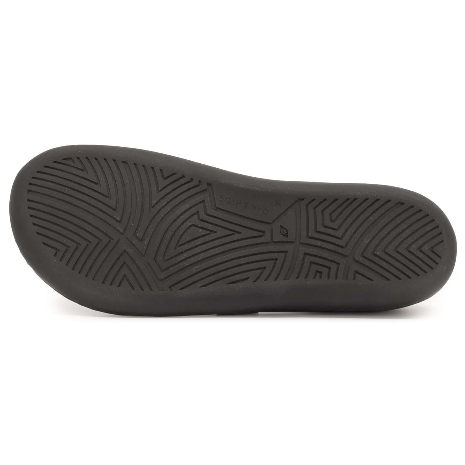 Zero drop outsole of Olive barefoot mary jane shoes showing tread pattern