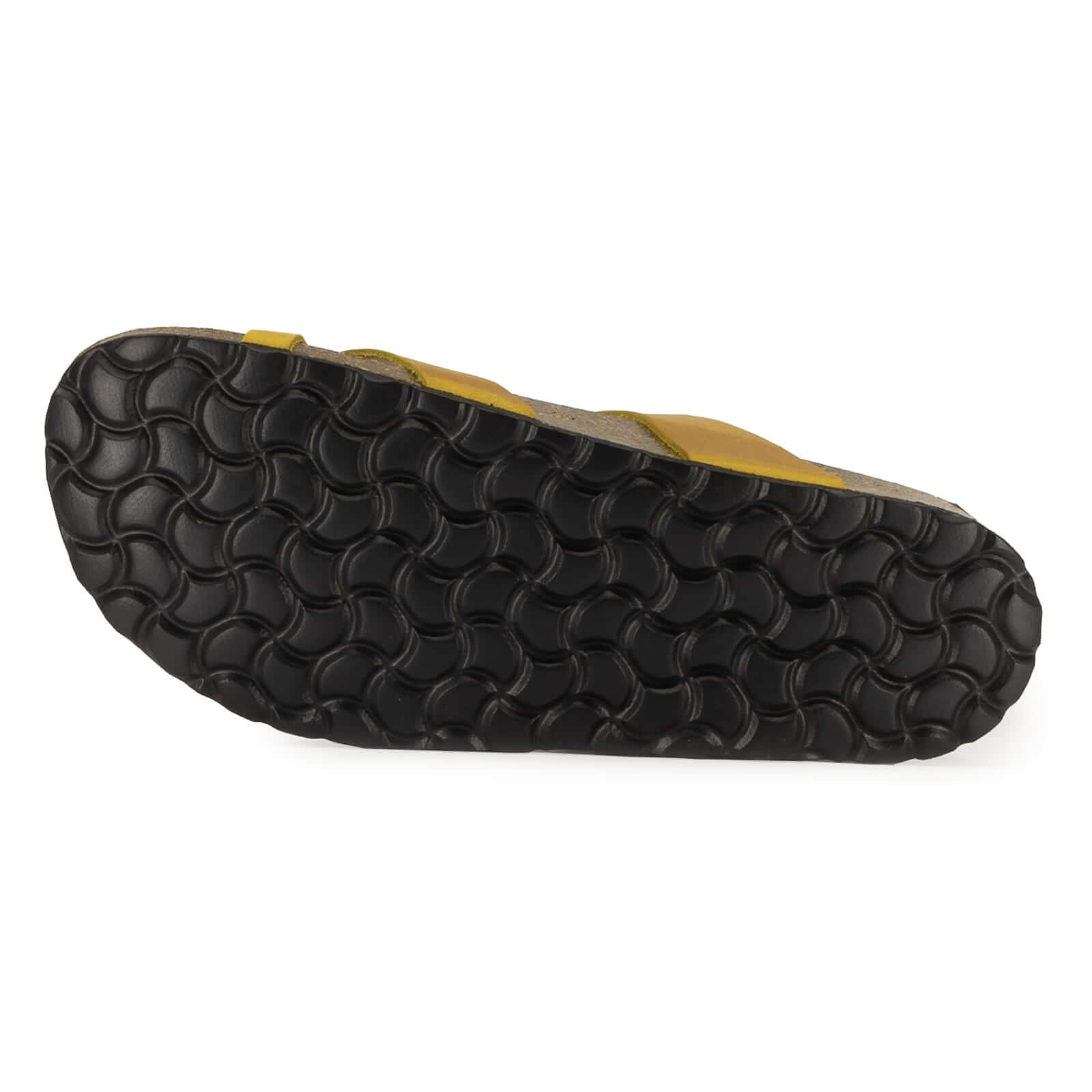 outsole of yellow savannah 2 sandals showing tread pattern