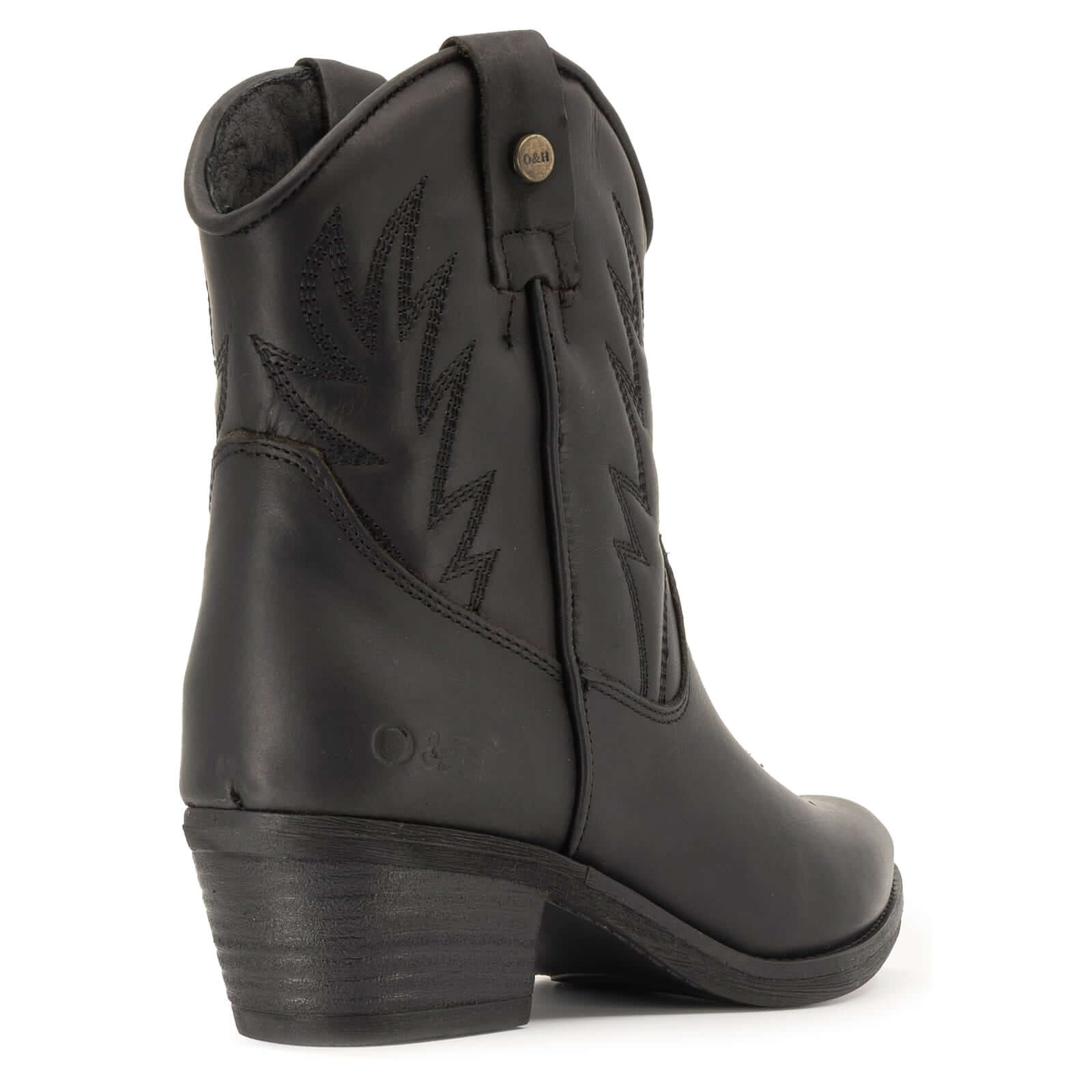 rear view of black cowboy boots on white background