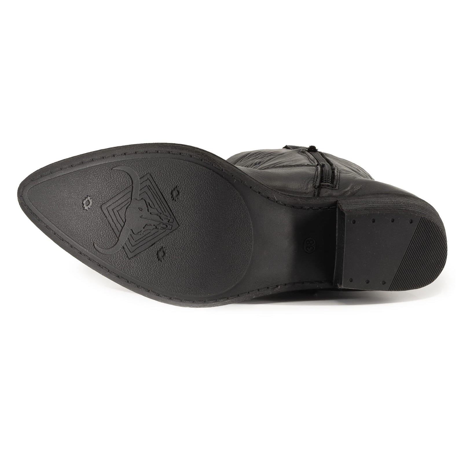 outsole of texan hi cowboy boots in back showing tread pattern