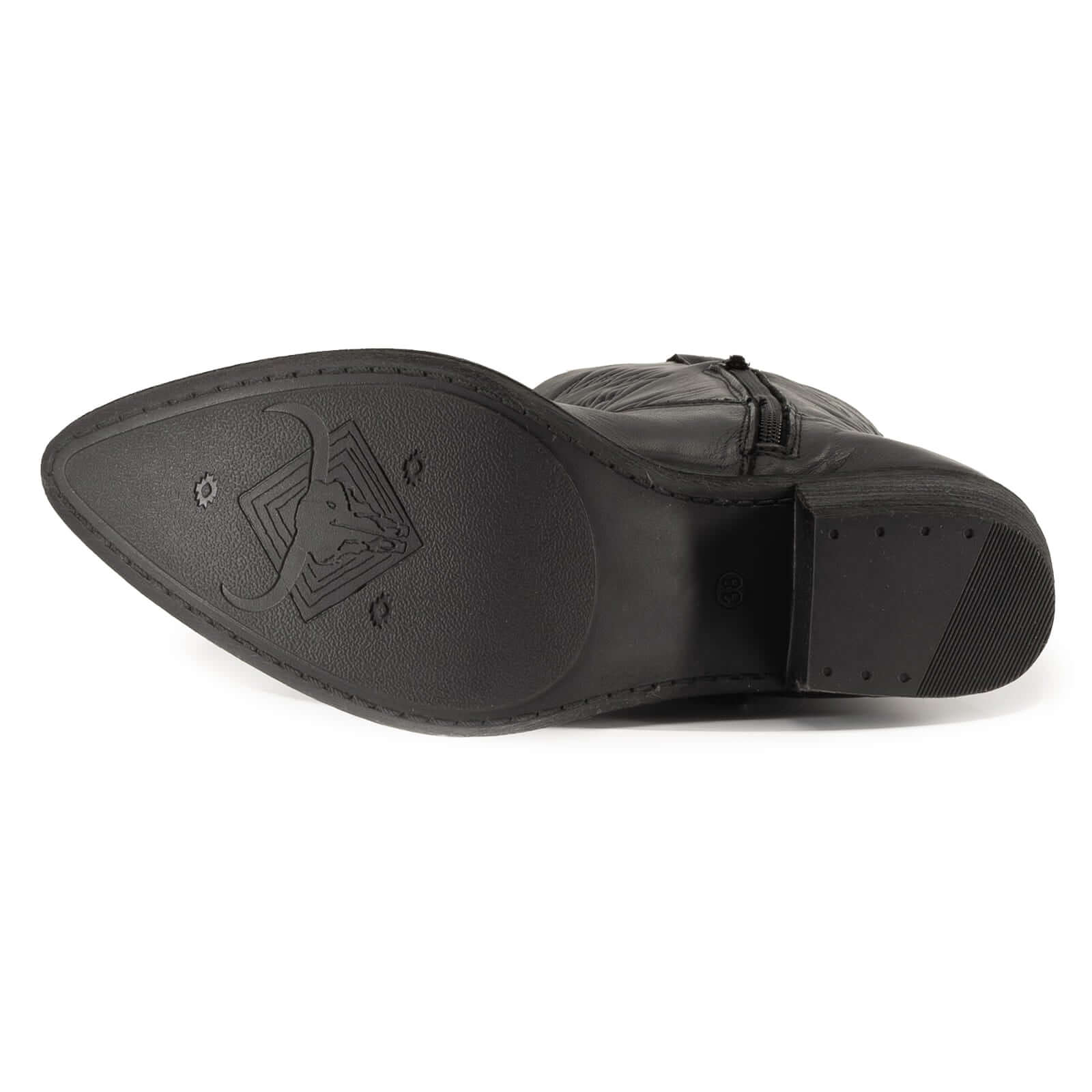 outsole of texan hi cowboy boots in back showing tread pattern