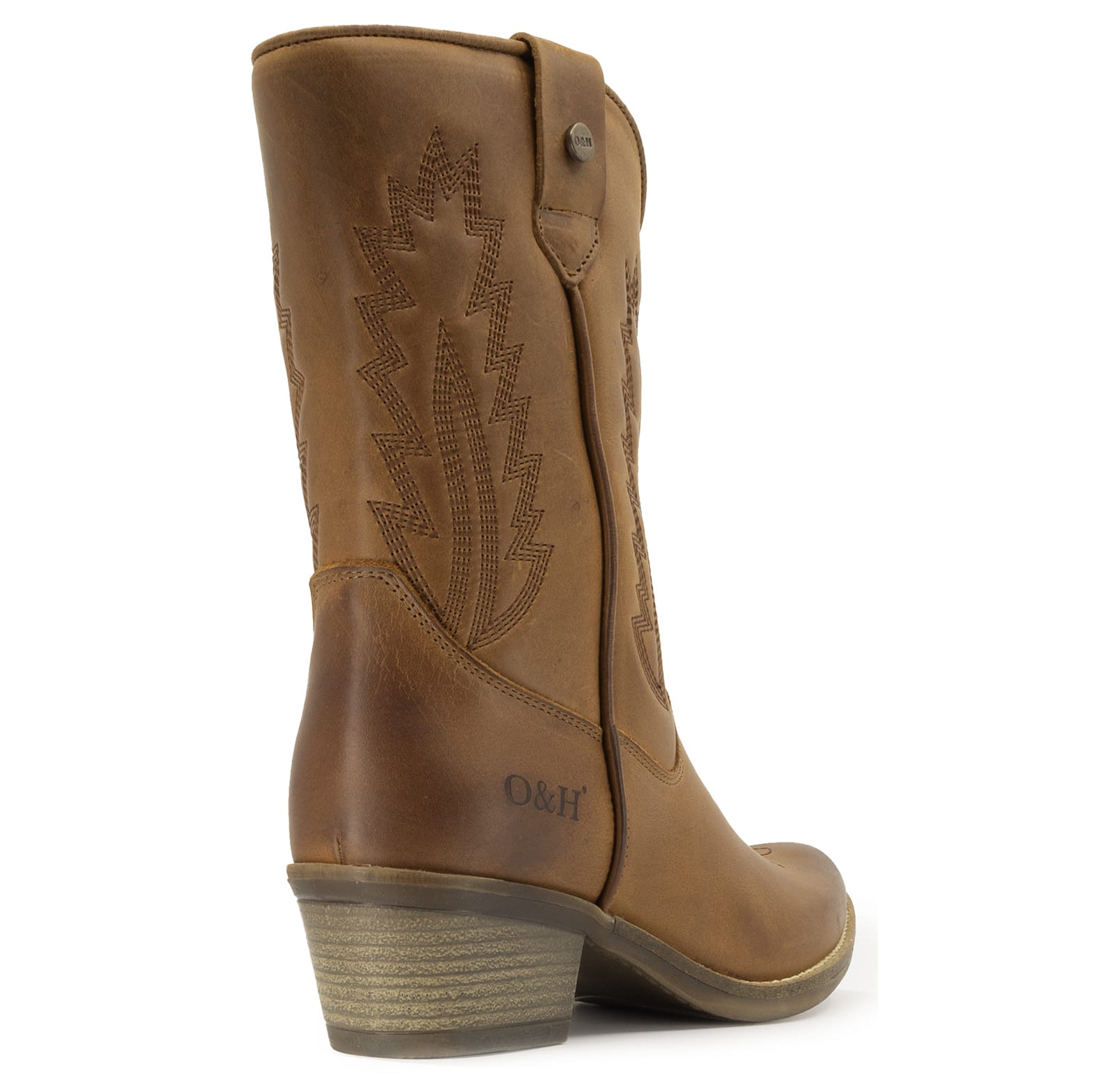 rear view of texan lo cowboy boots showing heel detail and back seam