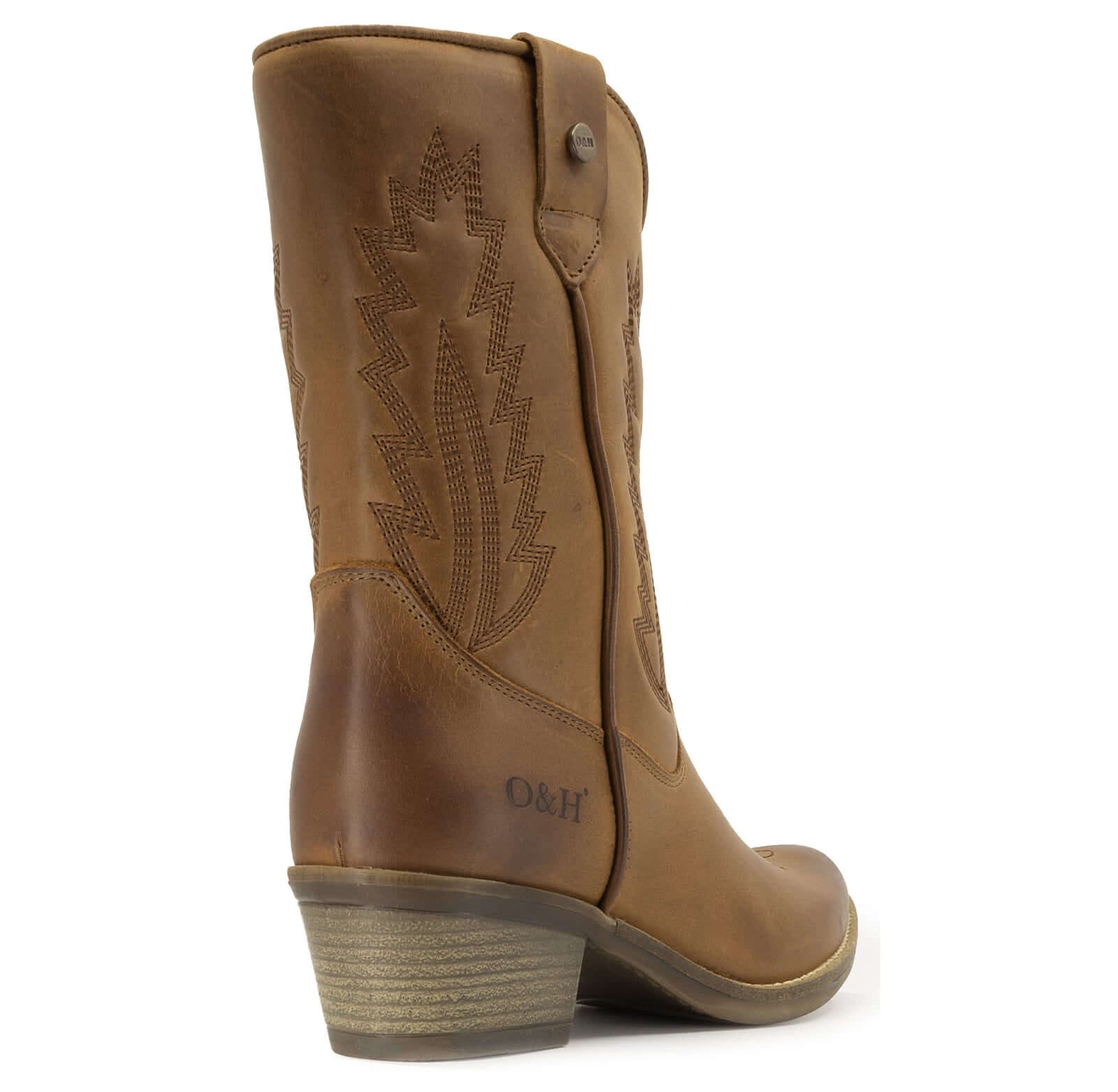 rear view of texan lo cowboy boots showing heel detail and back seam