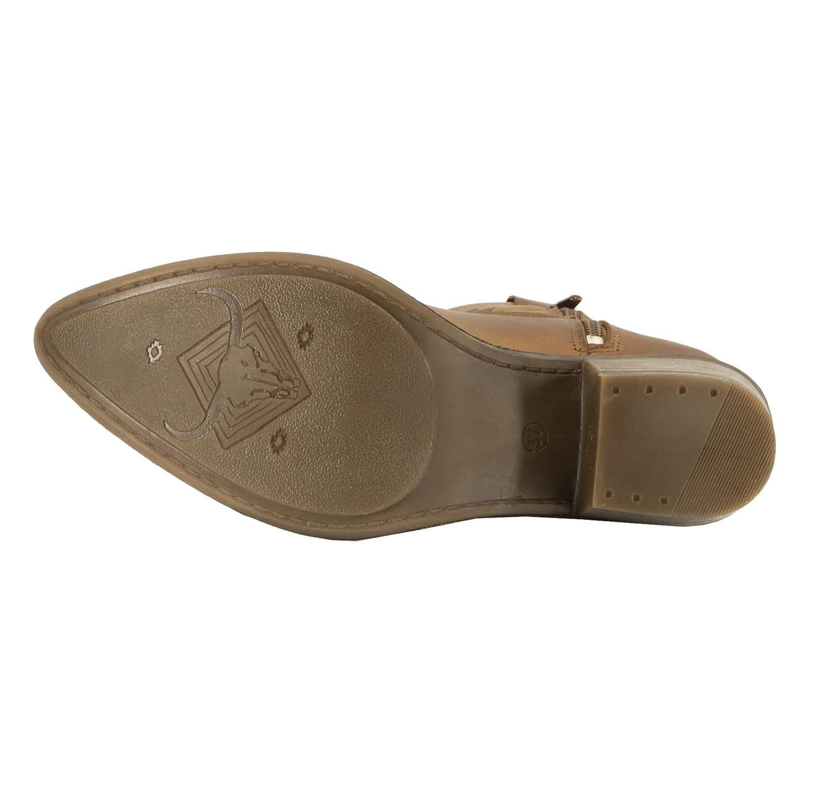 outsole of texan lo cowboy boots in tan showing tread pattern