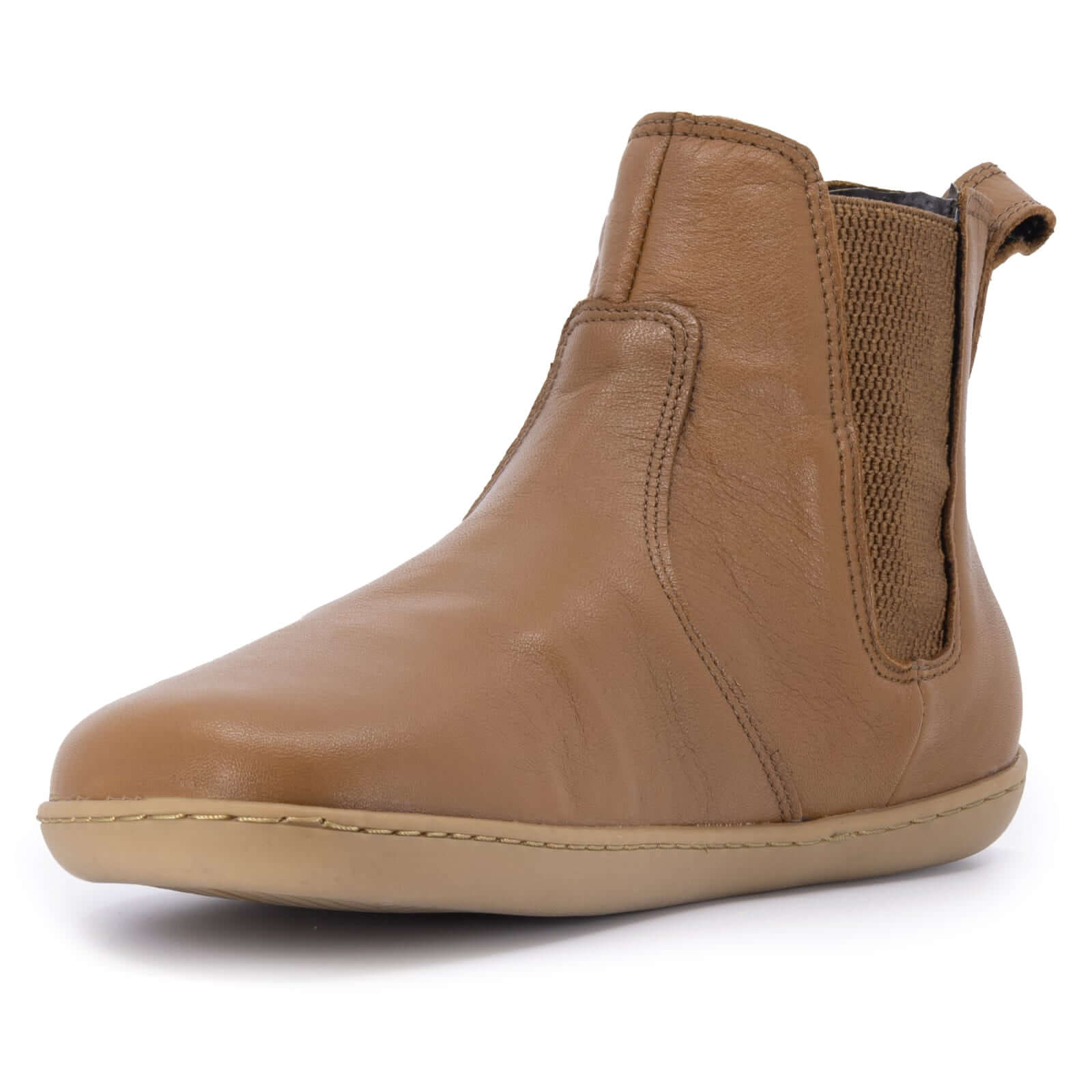 image showing toe box of tan leather chelsea boots