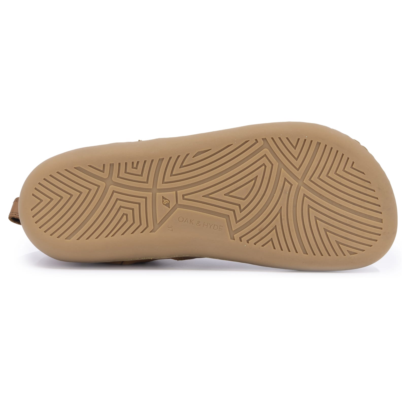 zero drop outsole in tan colour on a white background