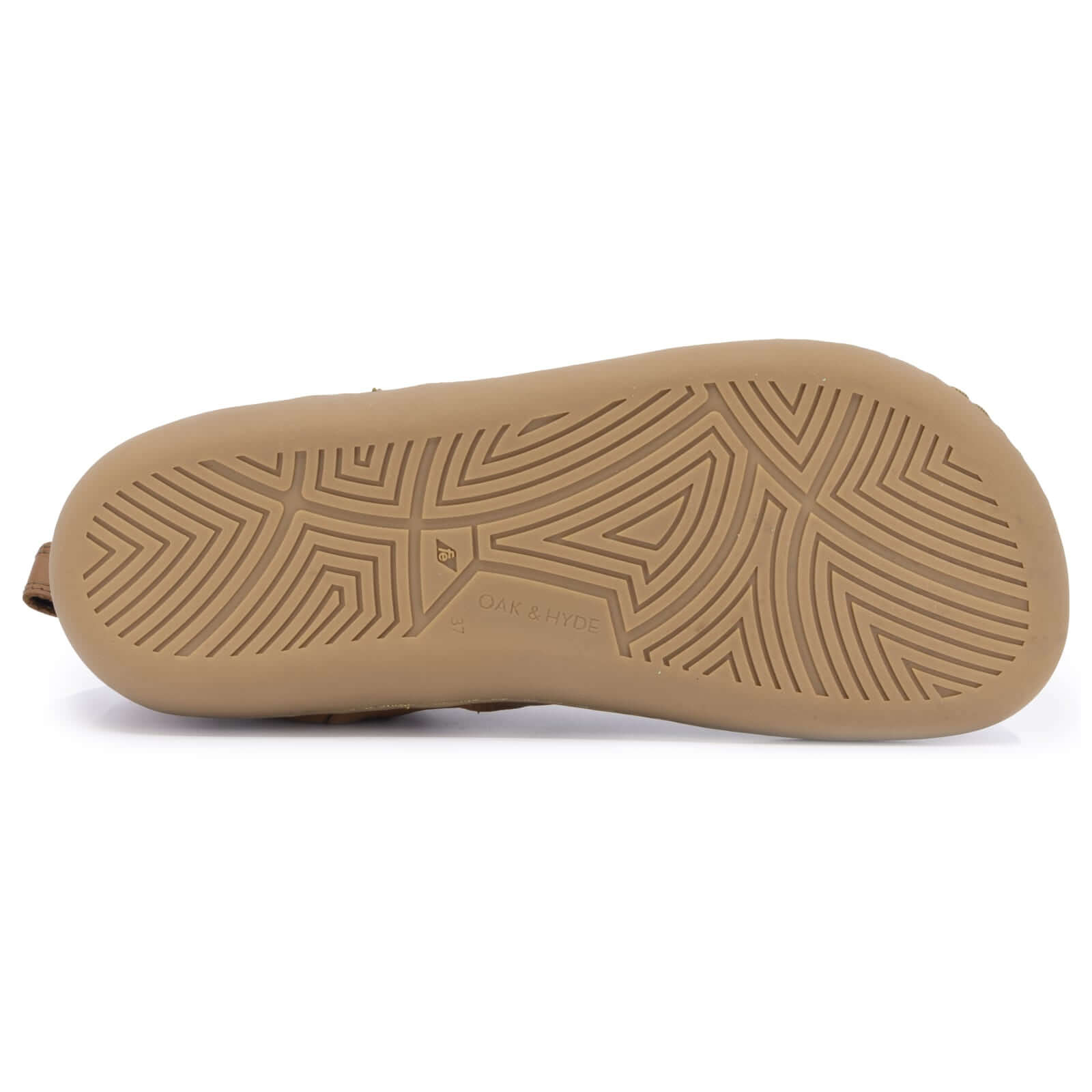 zero drop outsole in tan colour on a white background