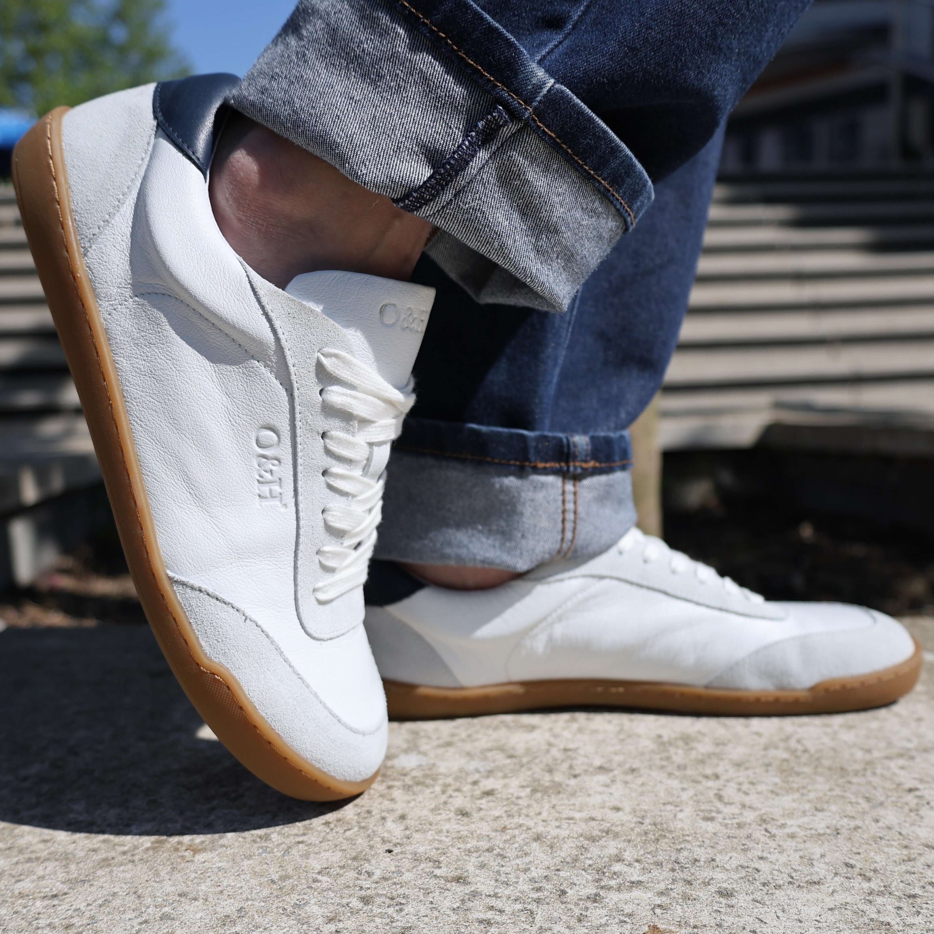 Oak Hyde Aspen Men's Barefoot Trainers Shoes White