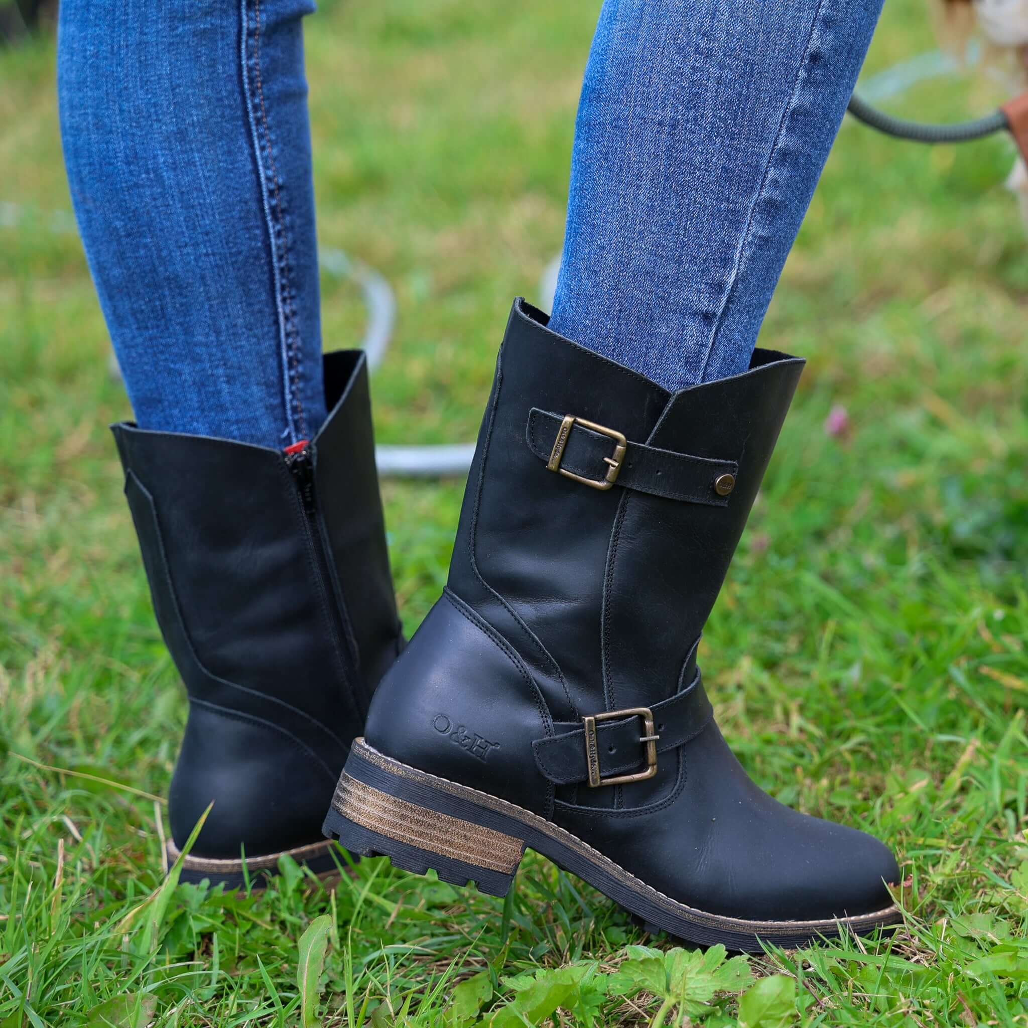 Oak Hyde Crest Demi Women's Biker Boots Black - Main Image