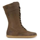 Brown leather boot with lace-up design and O&H logo on a white background