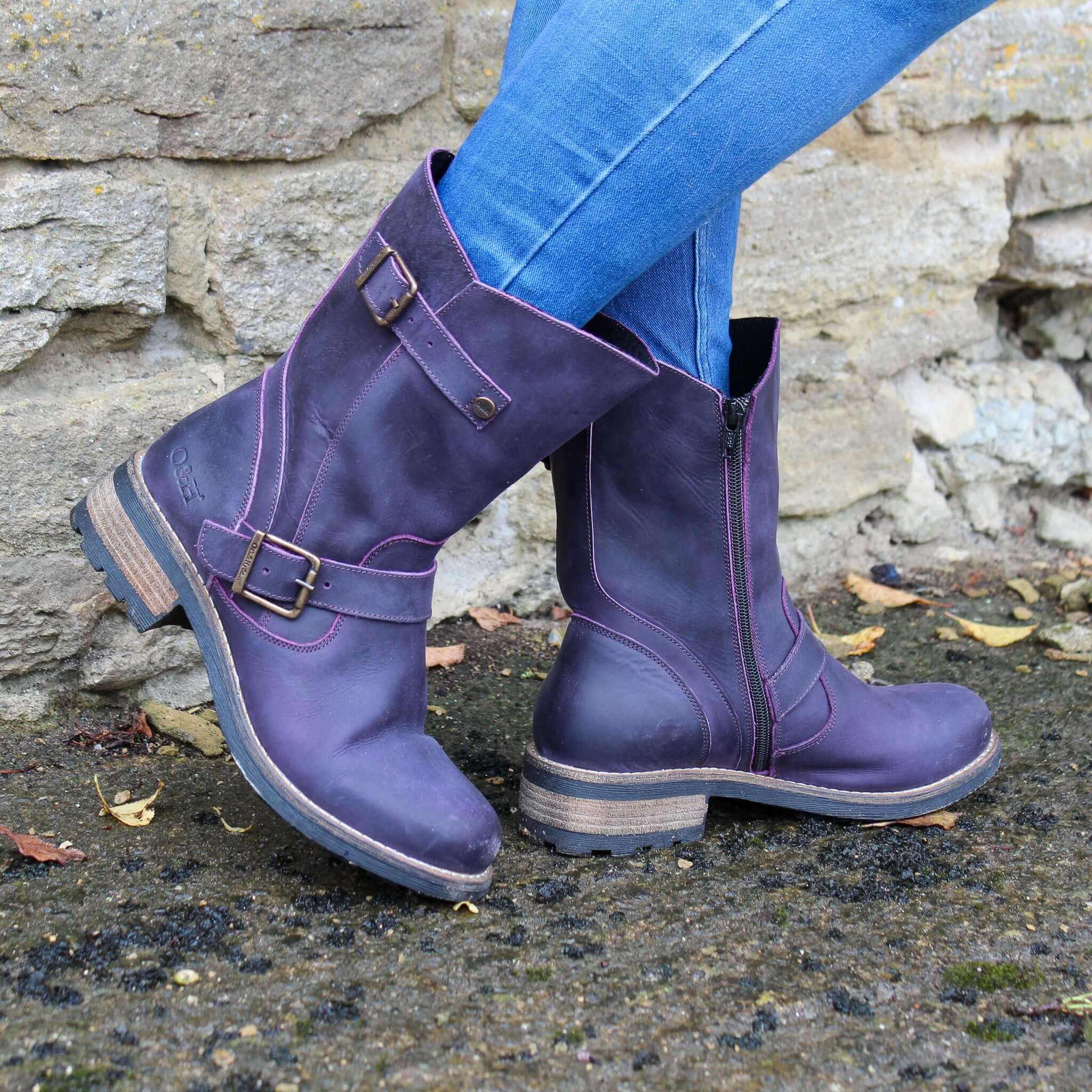 Oak Hyde Crest Demi Women's Biker Boots Purple - Main Image