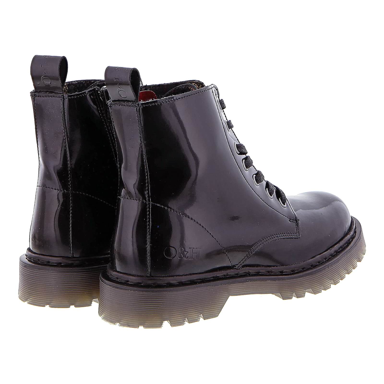 Oak Hyde Brixton Women's Leather Ankle Boots Patent Black