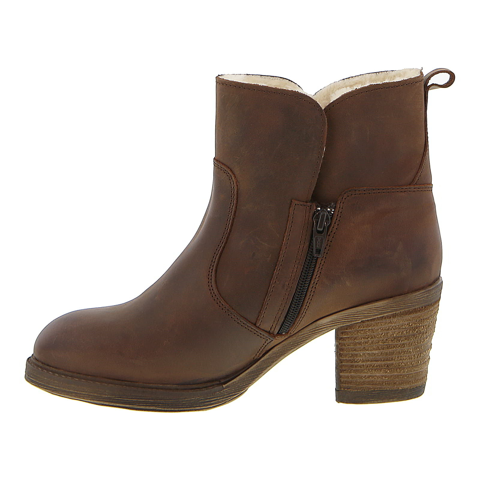 Womens Eastside Fur Lined Western Ankle Boots - Dark Brown