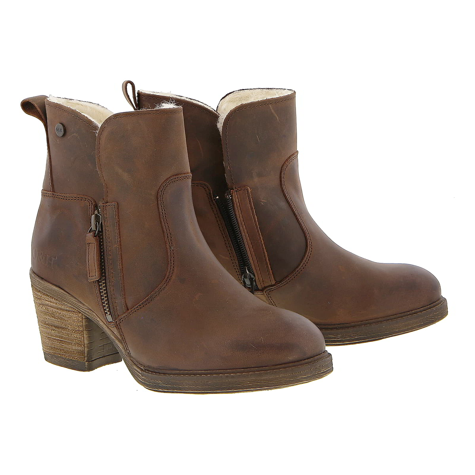 Womens Eastside Fur Lined Western Ankle Boots - Dark Brown