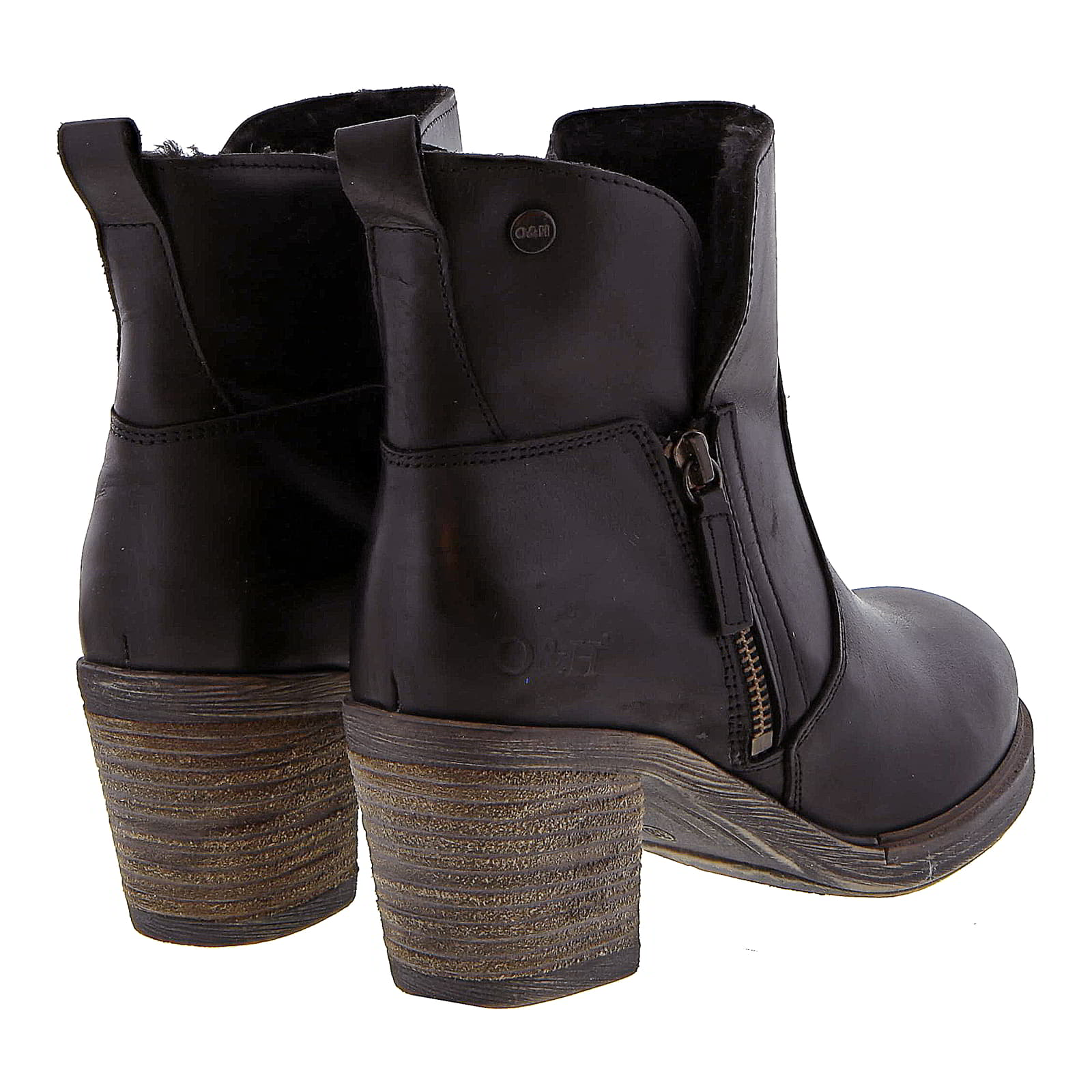 Womens Eastside Fur Lined Western Ankle Boots - Black