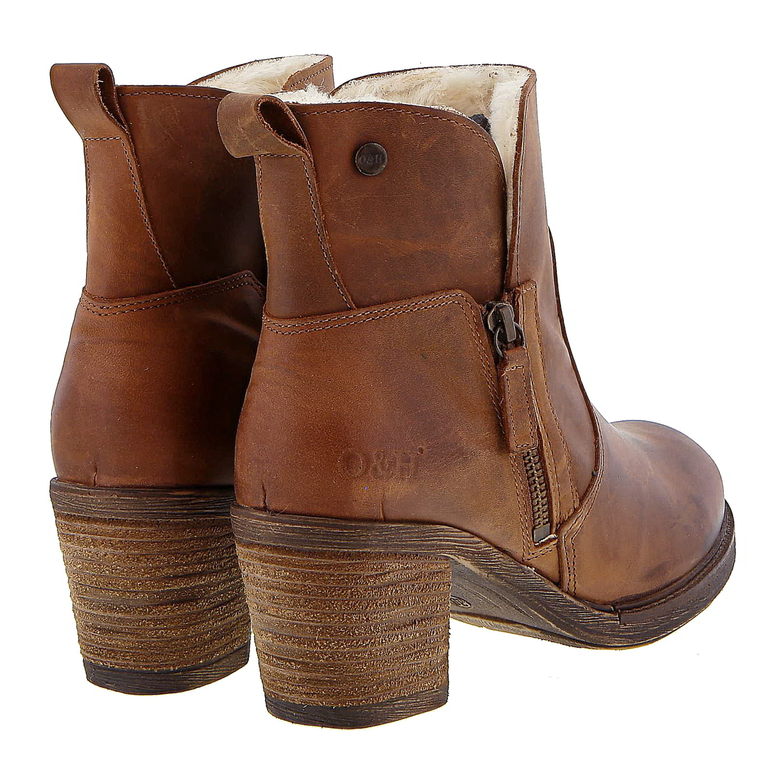 Womens Eastside Fur Lined Western Ankle Boots Cognac