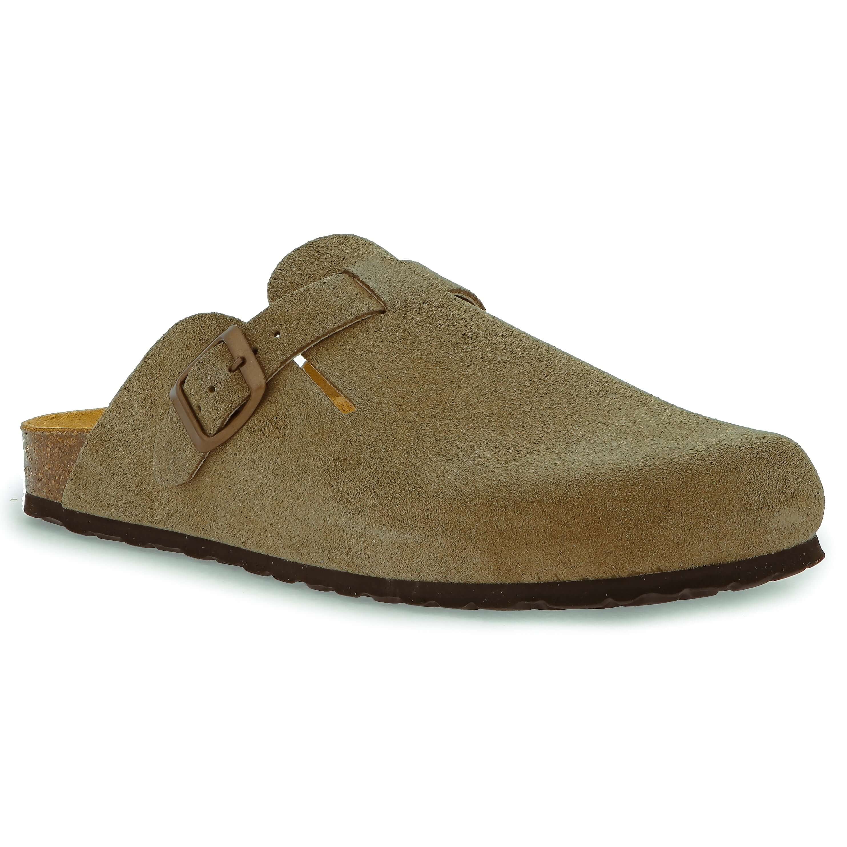 Mens Sir Gibraltar Leather Clogs - Light Khaki