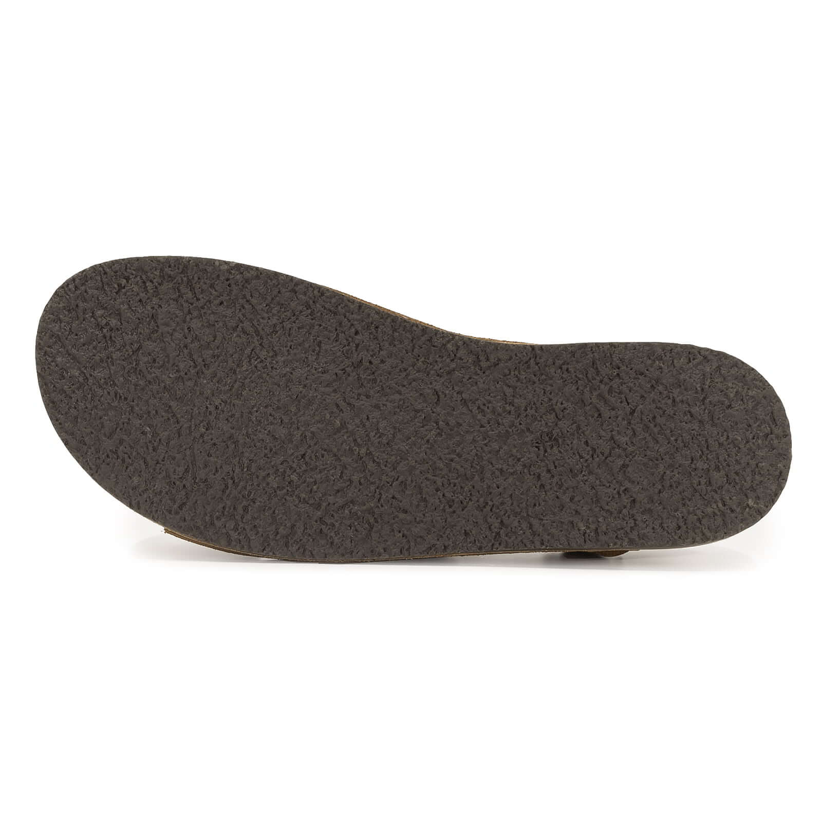 zero drop outsole of mens acacia back strap sandals in brown showing tread