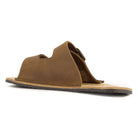inside angled view of acacia barefoot sandals in brown showing where the foot enters
