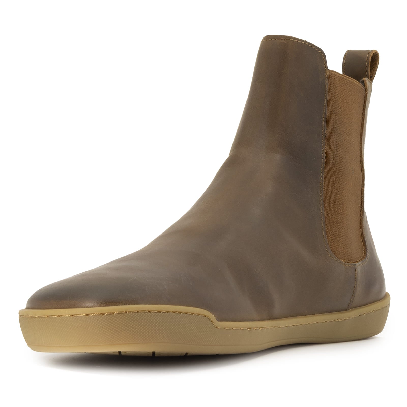 view of front toe of boot showing inside elastic gusset on white background