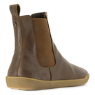 brown leather boots showing O&H branding on heel and brass pin on back of boots