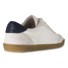 picture of rear of aspen barefoot trainers in white showing suede leather panel details
