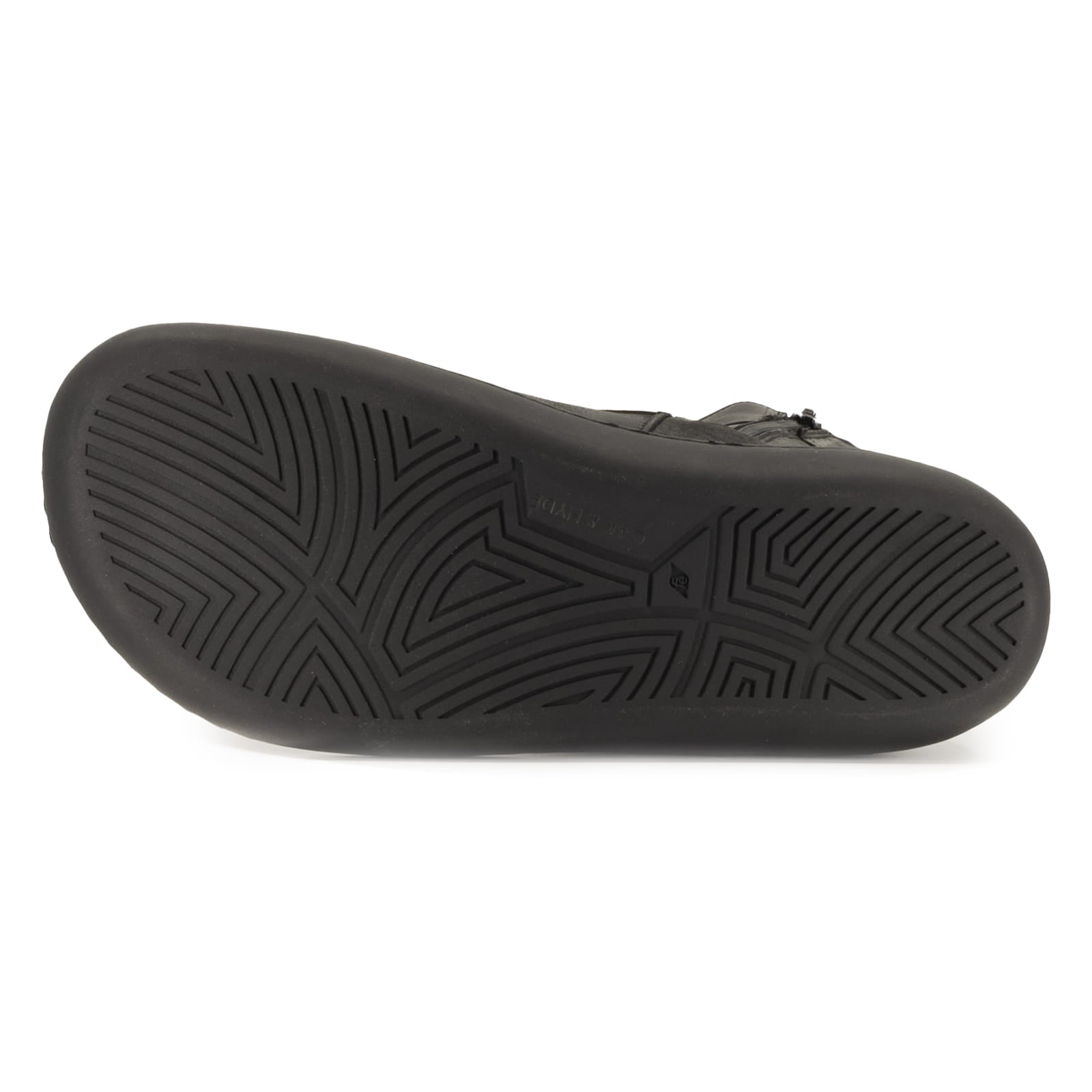 black barefoot outsole showing tread pattern on white background