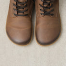 top down view of toe shape of beech 12 brown barefoot boots