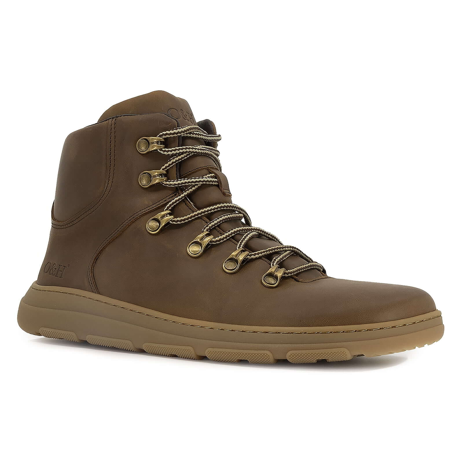 side angled view of mens blackthorn barefoot walking boots showing front lace