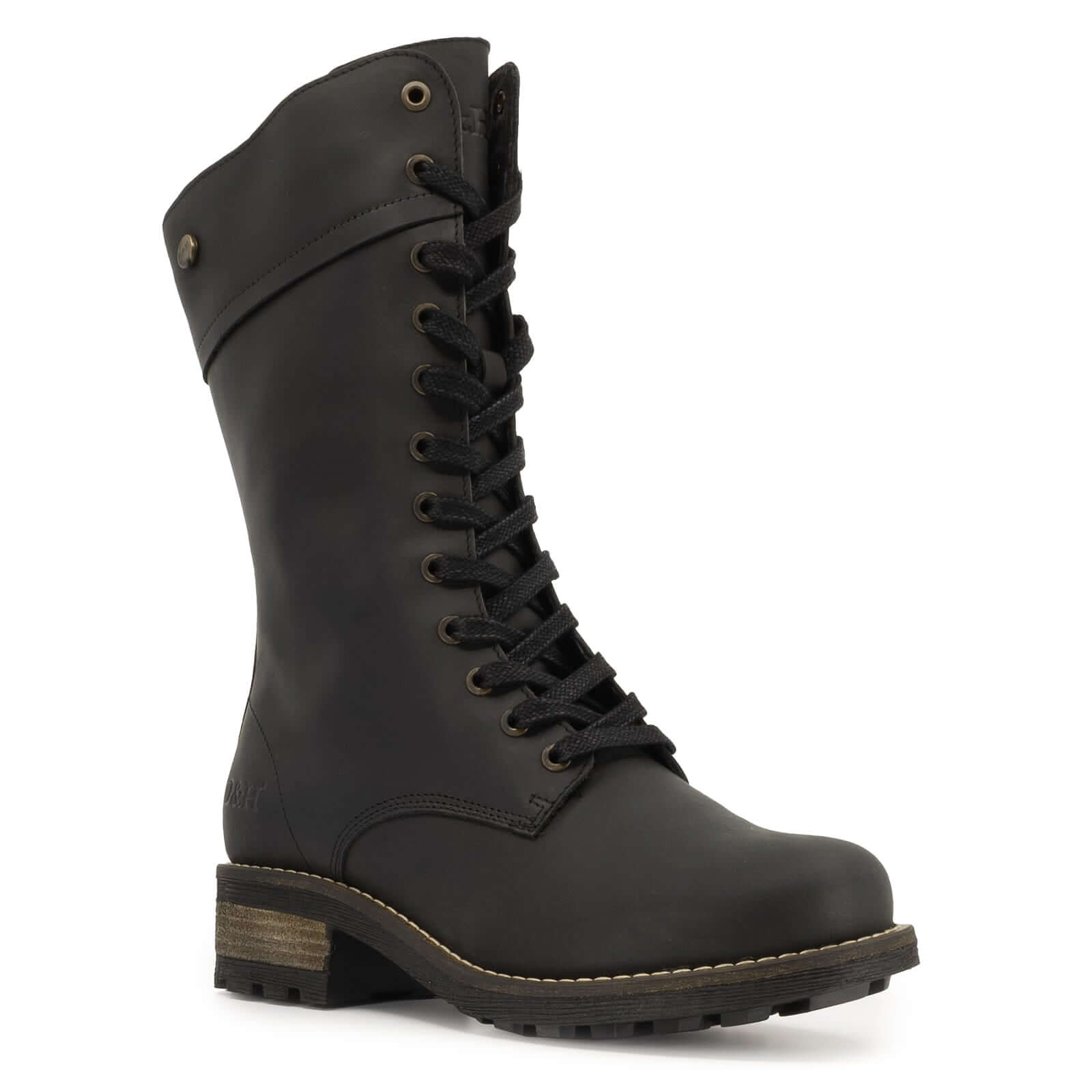 black Bridge 12 military boots shown from a front angled perspective