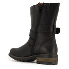 Outer side view of black Bridge Demi 2 ankle boots highlighting inside zip