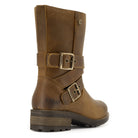 rear view of heel of bridge demi 2 boots showing O&H branding and buckles